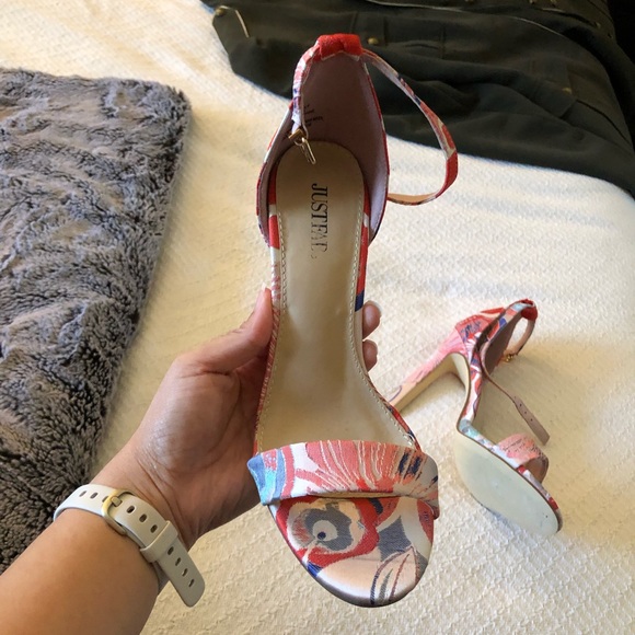 NWOT Just Fab coral and purple floral heels - Picture 4 of 12